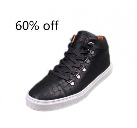Black High Top PU Board Casual Shoes For Men