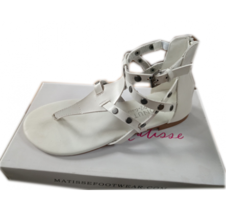 US$2.55/pr Closeout Ladies Fancy White  PU Toe-knob Sandal