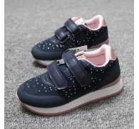 $3.25/pr Navy Khaki Girls Sneakers Casual Sport Shoes Overstock