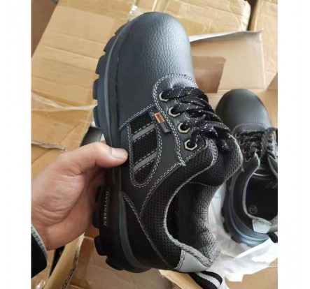 Male Black PU Shoes Steel Toe Female Shoe In Stock Cheap Sale