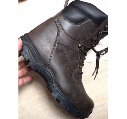 Man PU Steel Toe Boot  Brown Footwear Stock Lot Clearance