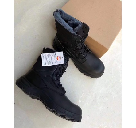Black PU Safety Shoes Steel Toe Winter Stock For Men